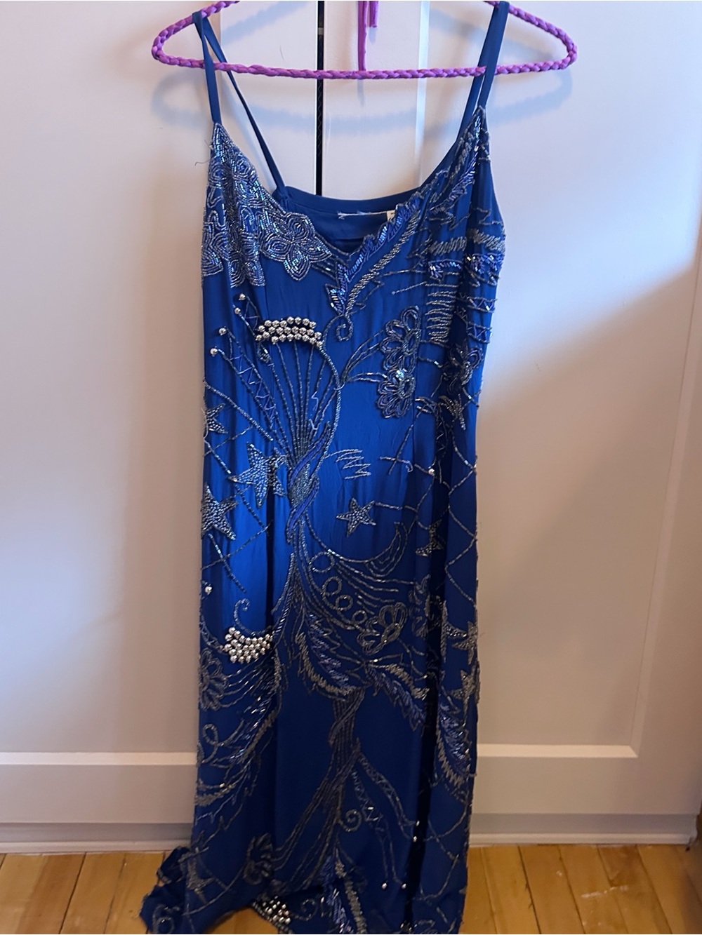 Vintage midnight blue beaded starry sky dress - Picture 5 of 7